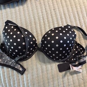 Victoria's Secret Black and White Polka Dot Bra Push up
